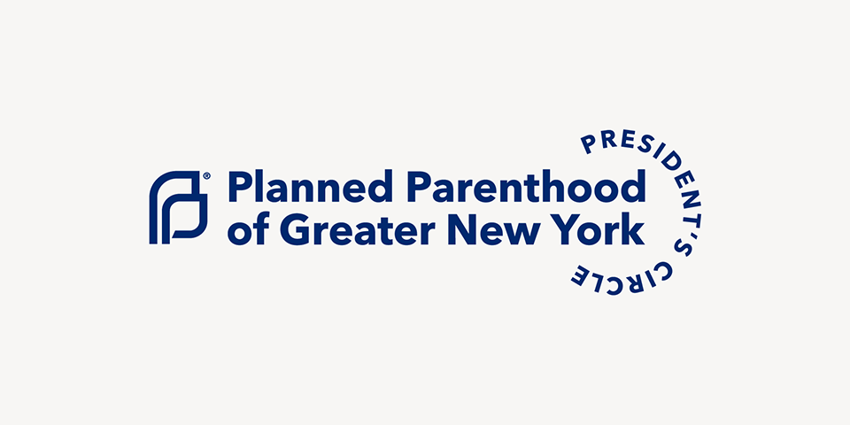 Planned Parenthood of Greater New York's President's Circle logo in care blue.