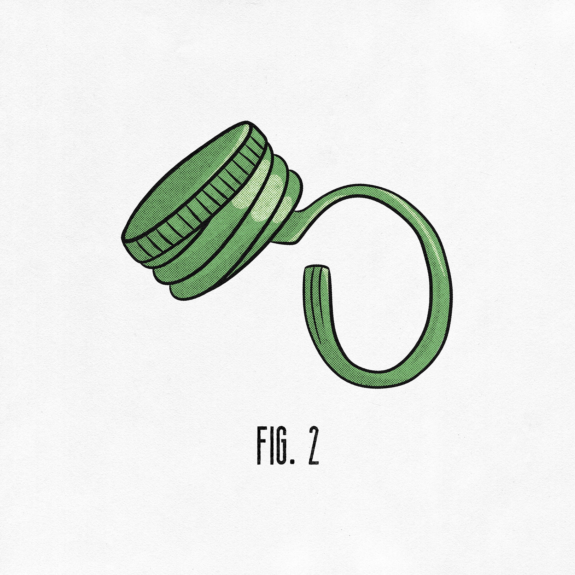 Illustration of a green bottle cap from a bottle of Soju captioned 'fig. 2.'