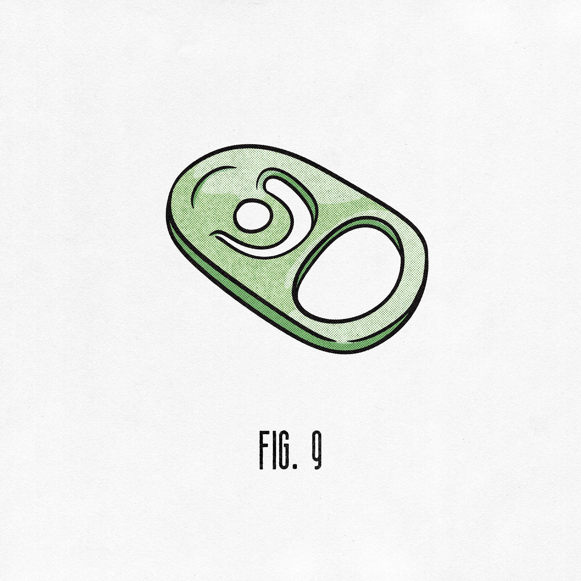 Illustration of a green tab from a can of lime hard seltzer captioned 'fig. 10.'