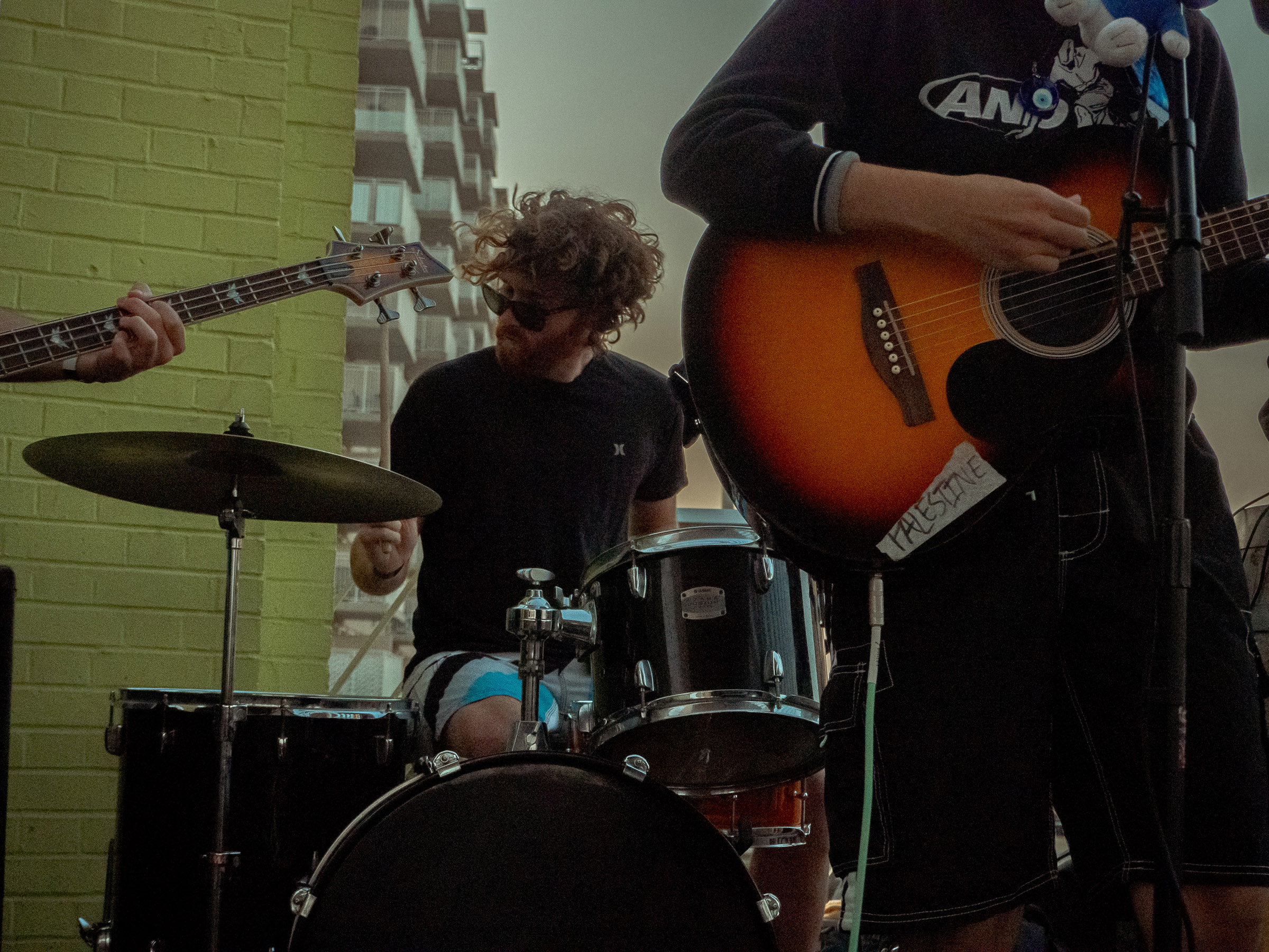 Nara's drummer, Brendan, captured in rapid motion.