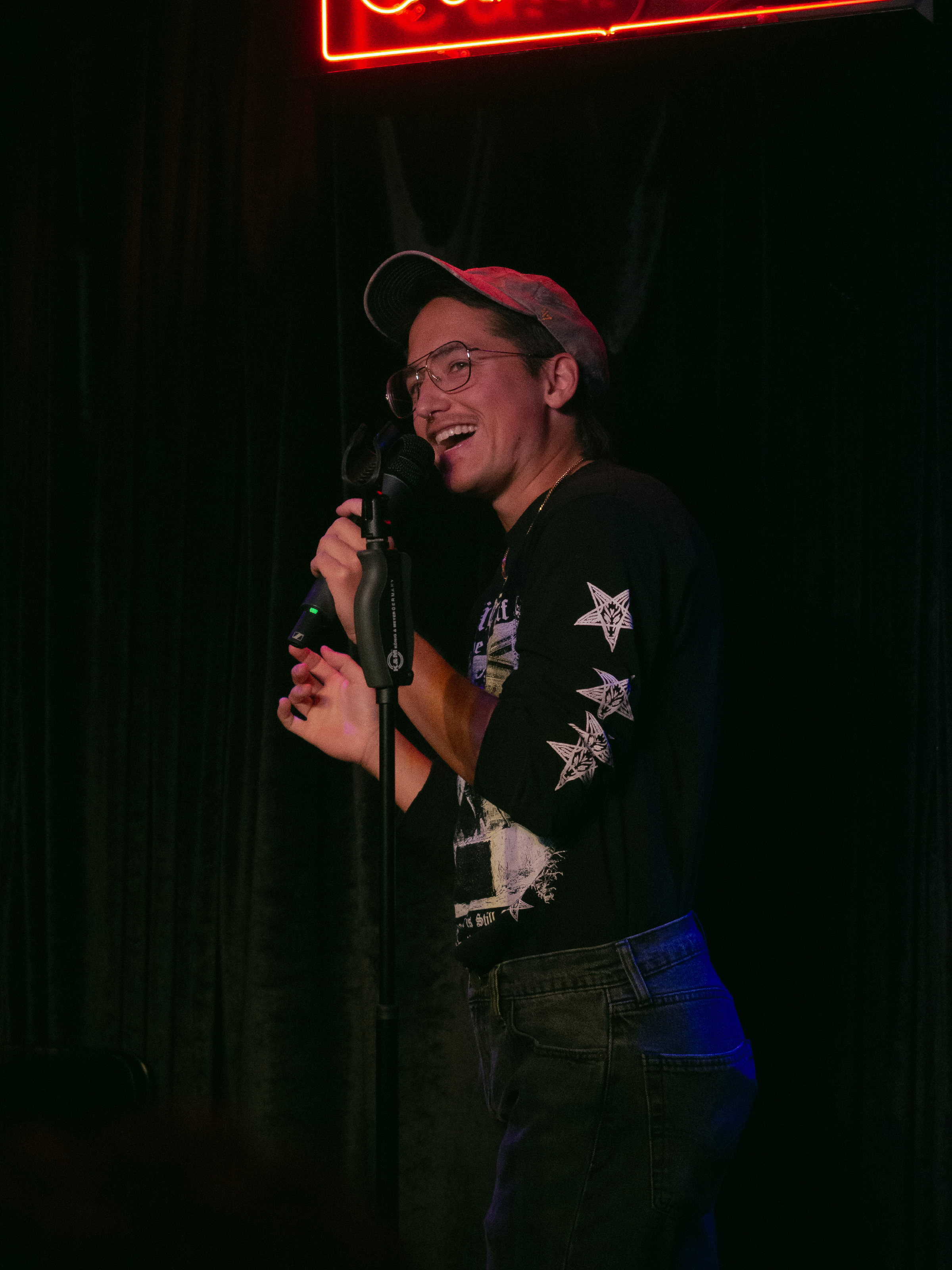 Tuck Woodstock smiles through joke.