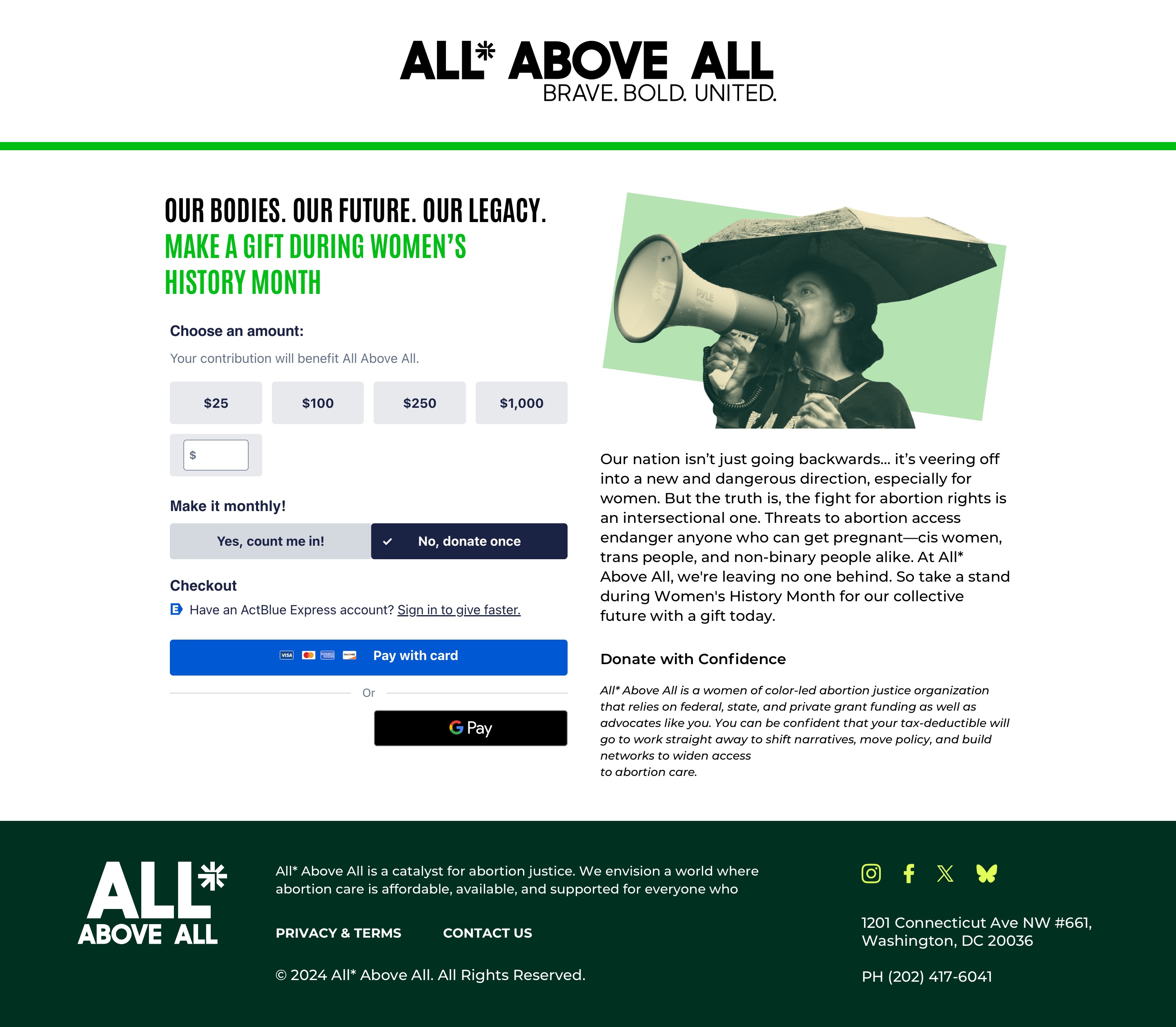 The Nation Fund website news page mockup.
